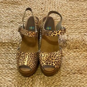 MIA Cheetah Leopard Leather Clog Size 39
